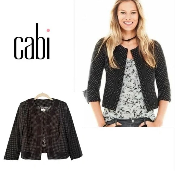 Cabi Black & White Dot Jacket, Size 4, Lined, 3/4 Sleeve - Picture 7 of 12